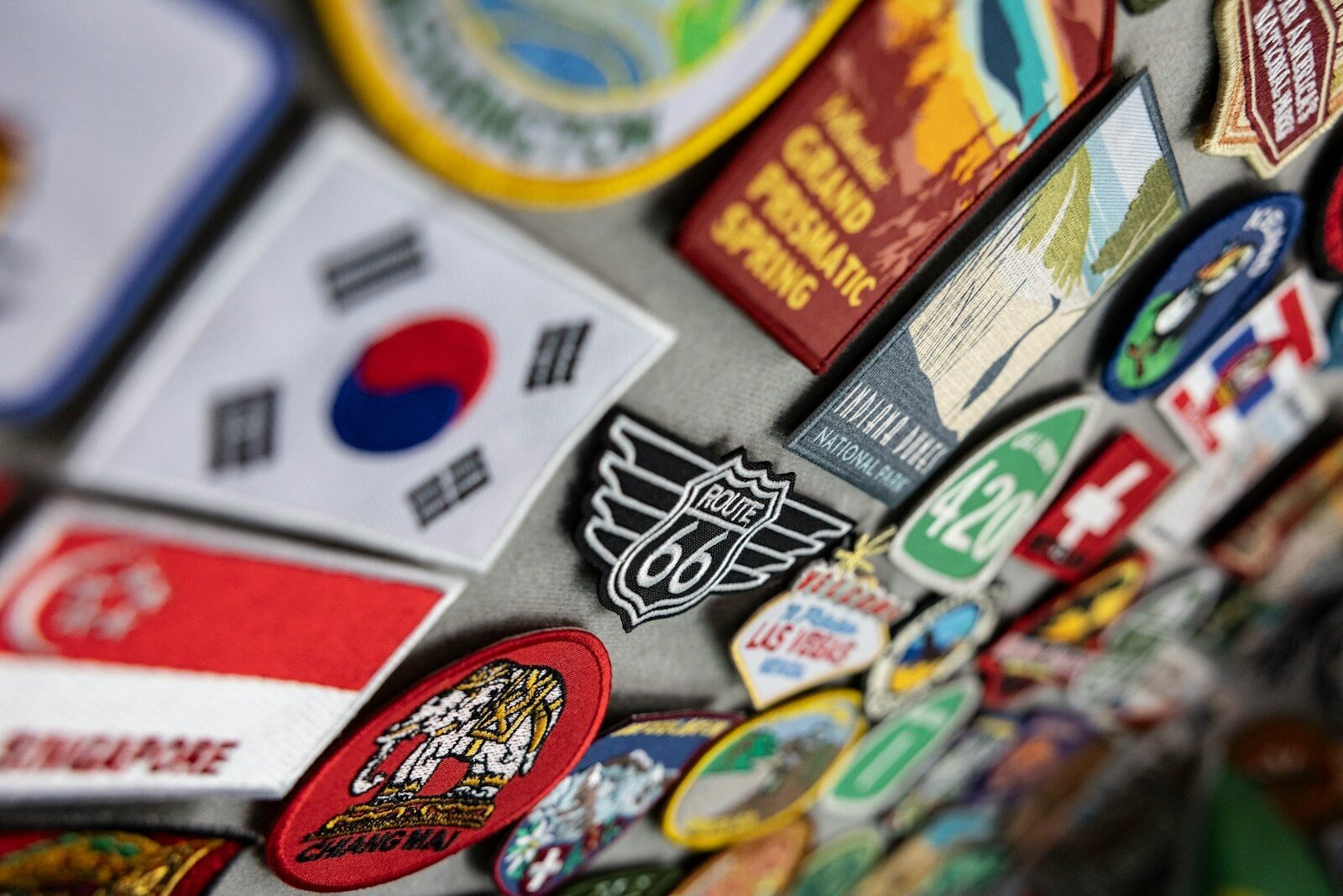 Colourful travel patches and samples