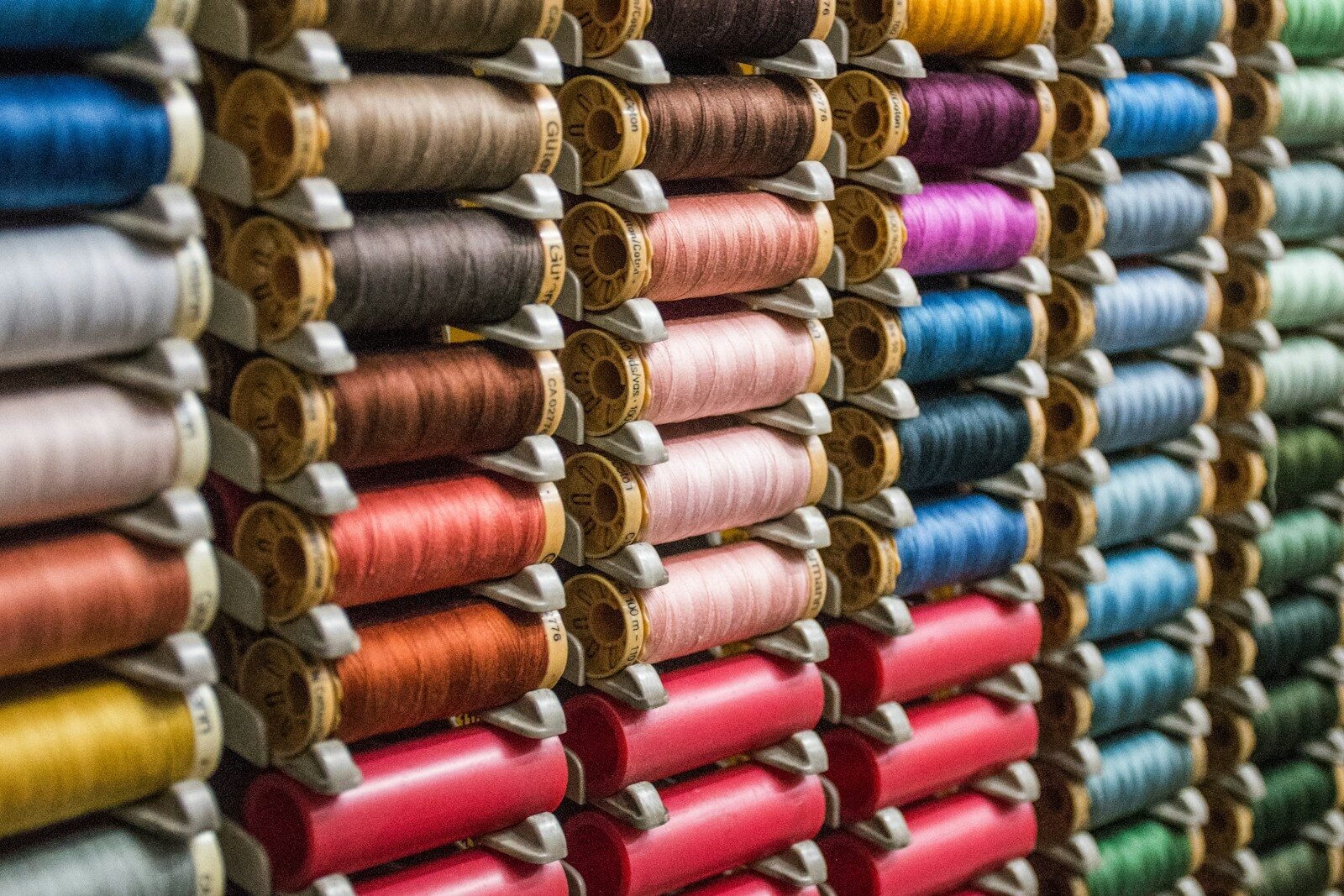 Embroidery thread in soft colours